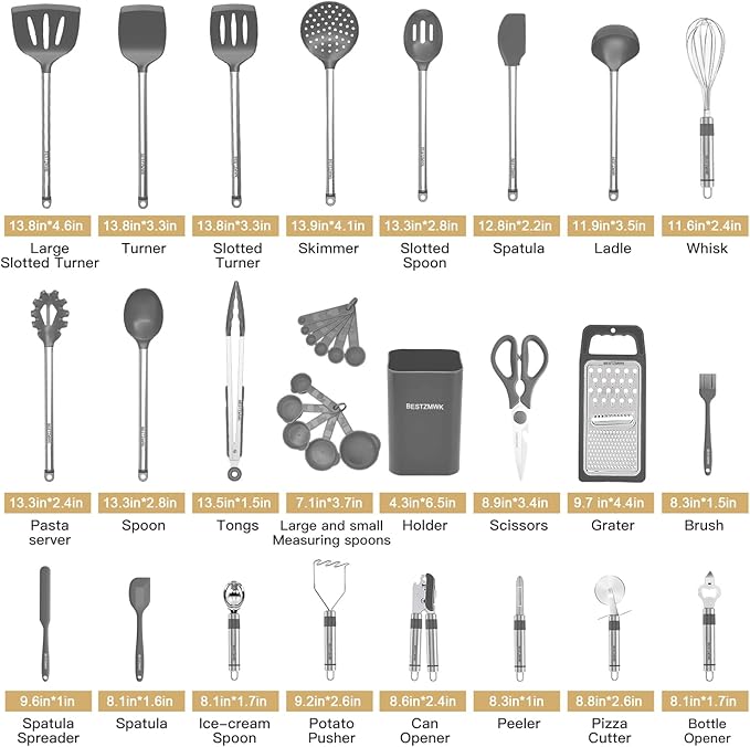 Kitchen Utensil Set-Silicone Cooking Utensils-33 Kitchen Gadgets & Spoons - Image 2