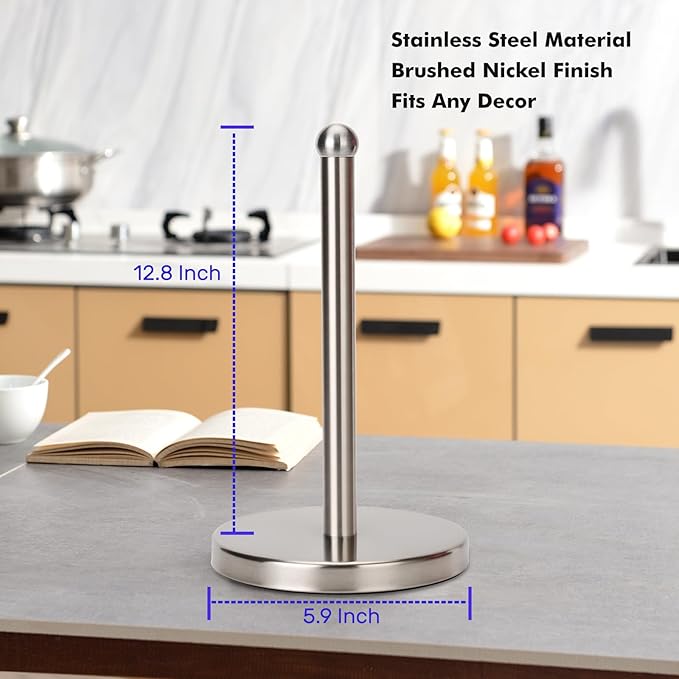 Paper Towel Holder Stand with Sturdy Base Fits Standard and Jumbo Sized Paper - Image 6
