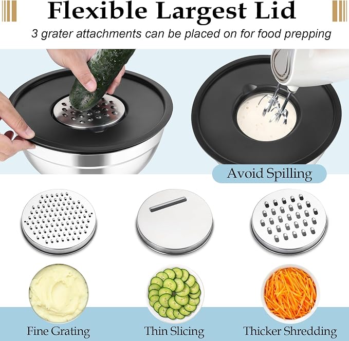 TeamFar Mixing Bowls Set of 6, Stainless Steel Nesting Mixing Salad Bowl - Image 3
