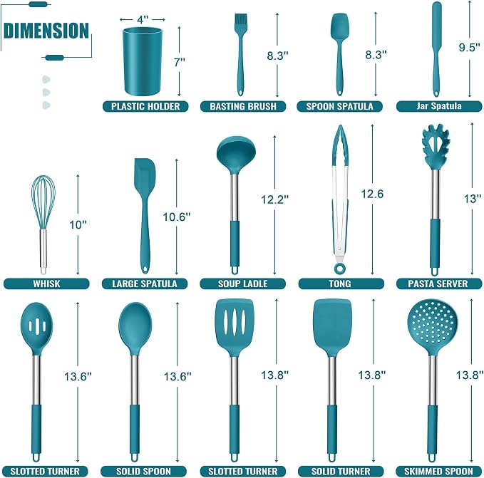 E-far 14 Pieces Silicone Cooking Utensils Set, Kitchen Utensils Set - Image 2