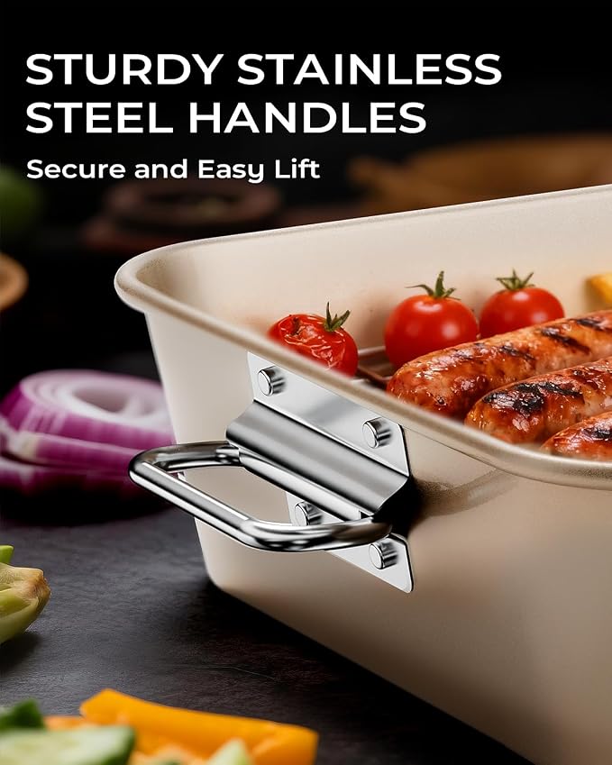 Turkey Roasting Pan with Rack Non stick Carbon Steel Roaster 16x11 Inch - Image 5