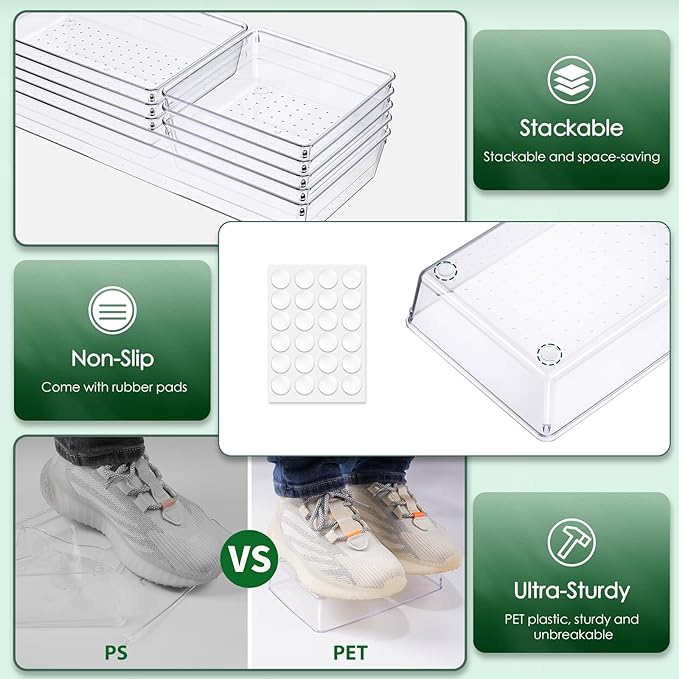 Criusia Drawer Organizer Set, Acrylic Non Slip Non Cracking Kitchen Drawer - Image 2