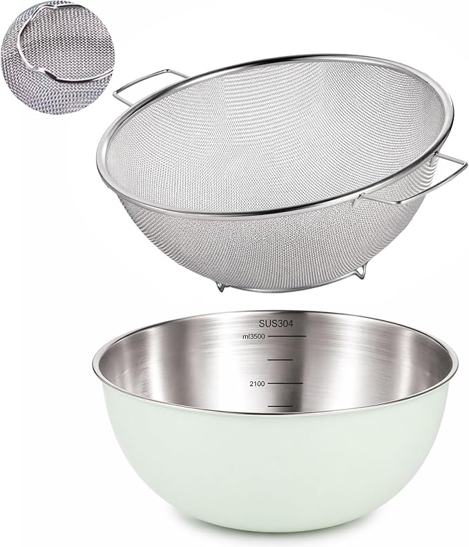 304 Stainless Steel Kitchen Colander Set, 3.5QT Colander by JULIPRO