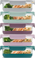 Ello Duraglass 3.4 Cup Meal Prep Sets 10Pc, 5 Pack Set- Glass Food Storage by Ello