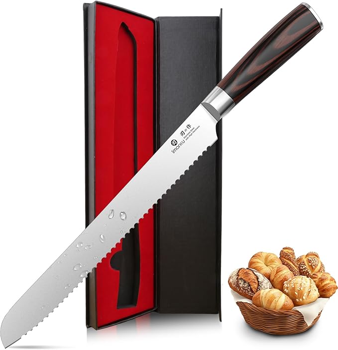 imarku 10 Inch Bread Knife for Homemade Bread Sourdough, German High Carbon by imarku