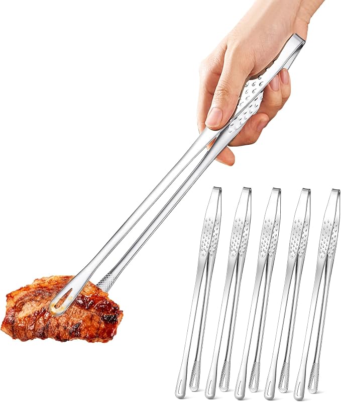 Ugotit 6 Pack Cooking Tongs 11 Inch, Korean BBQ Tongs Stainless Steel Kitchen by Ugotit