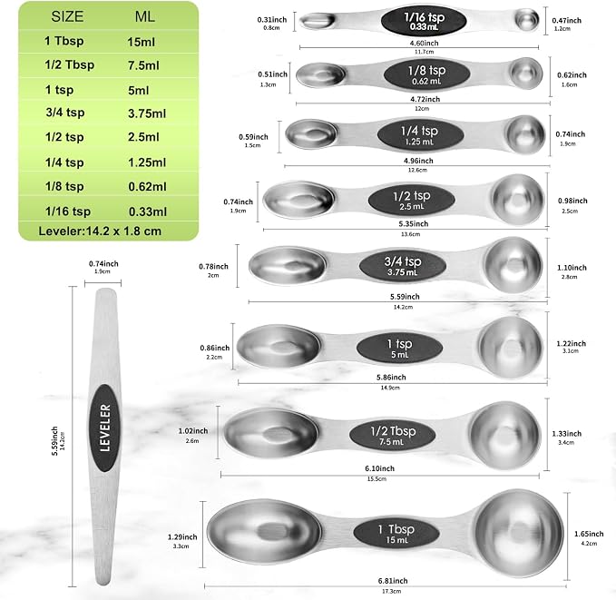 Magnetic Measuring Spoons Set Stainless Steel - Image 2