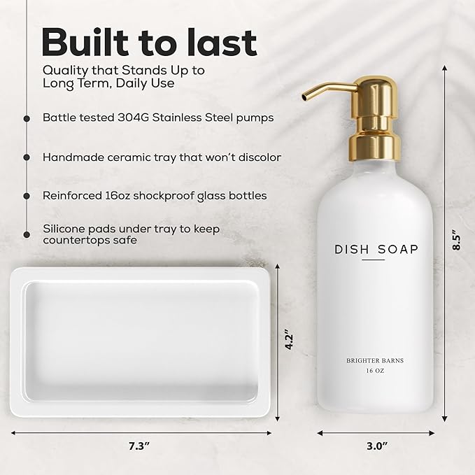 Luxury Glass Hand and Dish Soap Dispenser Set by Brighter Barns - Image 3
