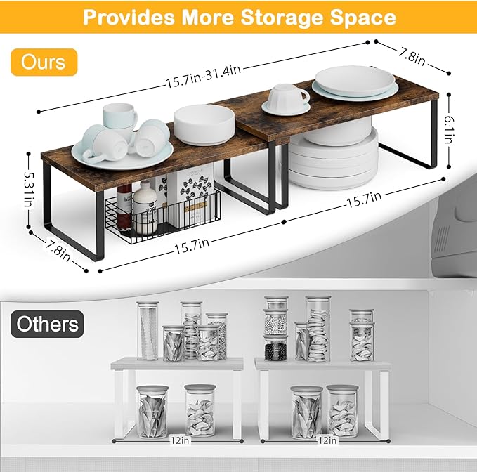 OGEMXU Cabinet Shelf Organizers, 15.7 inches Large Kitchen Counter Shelf - Image 2