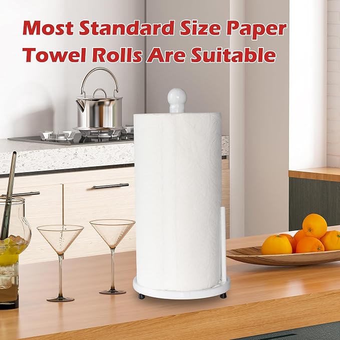 White Cast Iron Paper Towel Holder - Image 3