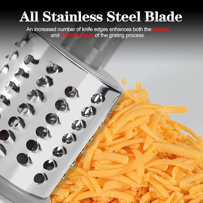 Ourokhome Rotary Cheese Grater Hand Crank, Kitchen Shredder Speed Mandolin - Image 8