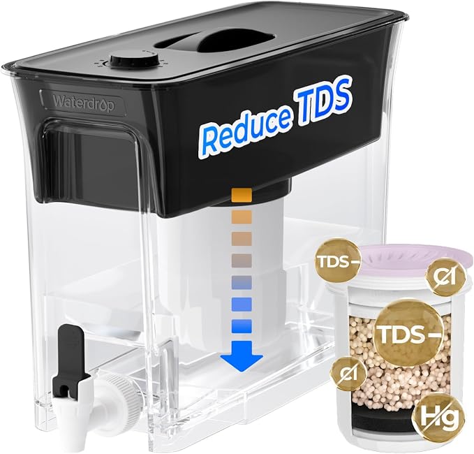 Waterdrop TDS Reduction Water Filter Pitcher, 6-Stage Advanced Filtration by Waterdrop