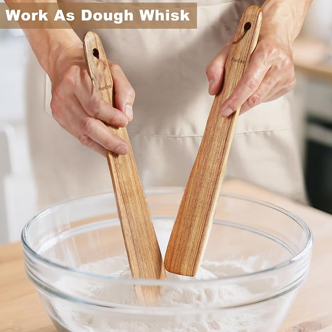 2 Pack Teak Wood Spatula, 12 Inch Wooden Spoons - Image 4