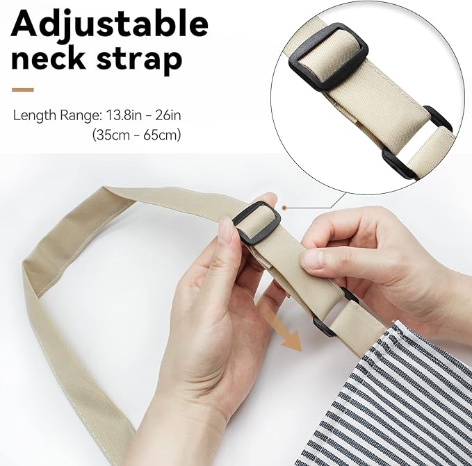 NLUS 2 Pcs Kitchen Cooking Aprons, Poly/Cotton Blend Adjustable Soft Bib Stripe - Image 3