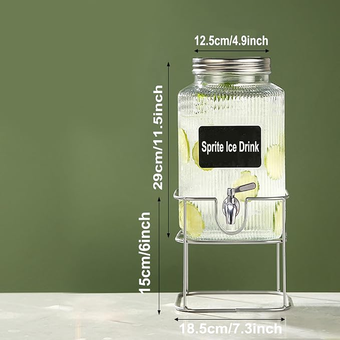 Lulonpon 6L Glass Drink Dispenser, Beverage Dispenser - Image 5
