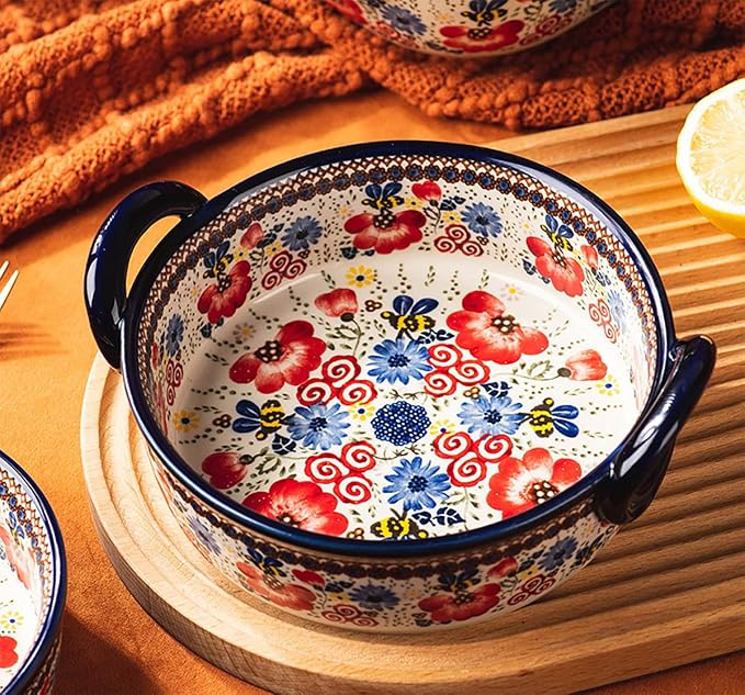 Vintage Flowers Style Ceramic Bakeware Casserole Dish Baking Pan Lasagna Pans - Image 3