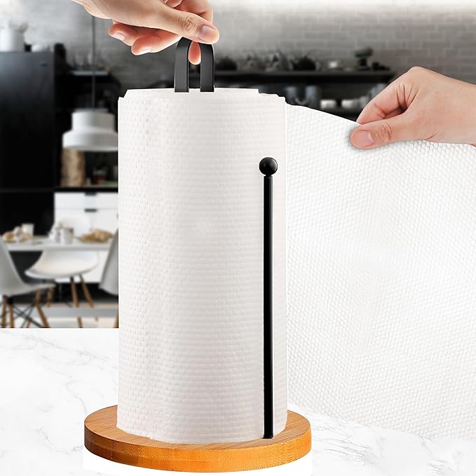 Wood Paper Towel Holder Countertop, TONLEA Kitchen Paper Towel Holder - Image 7
