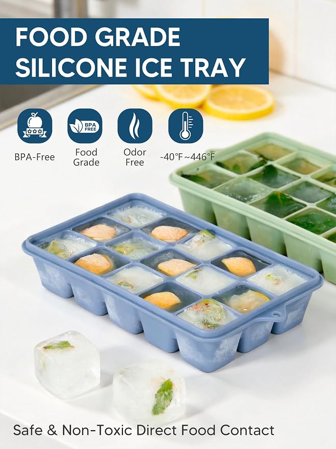 Silicone Ice Cube Trays with Lid, 2 Pack 30 Cubes, Easy Release Silicone Cube - Image 4