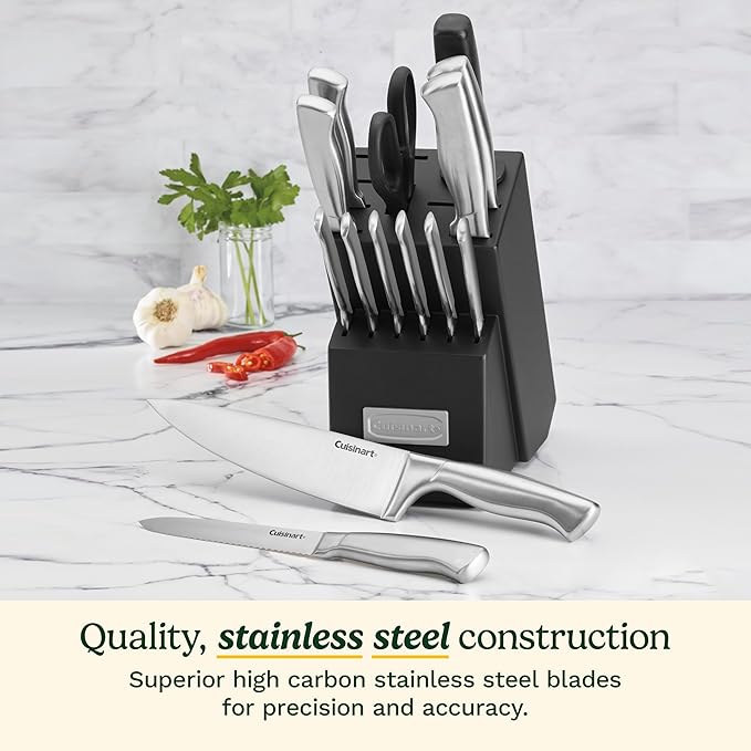 Cuisinart Stainless Steel Hollow Handle 15-Piece Cutlery Block Set, Kitchen - Image 2
