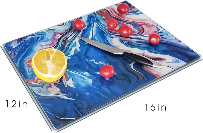 VASUHOME Glass Cutting Board, 16 * 12 inch Set of 1 Tempered Glass Cutting Board - Image 2