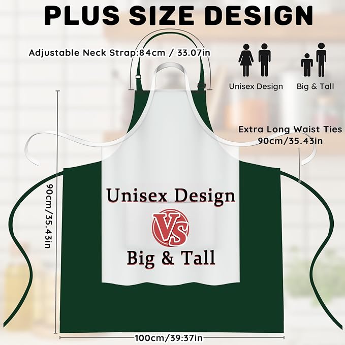 2 Pcs Plus Size Chef Apron, Unisex Professional Apron - Image 3