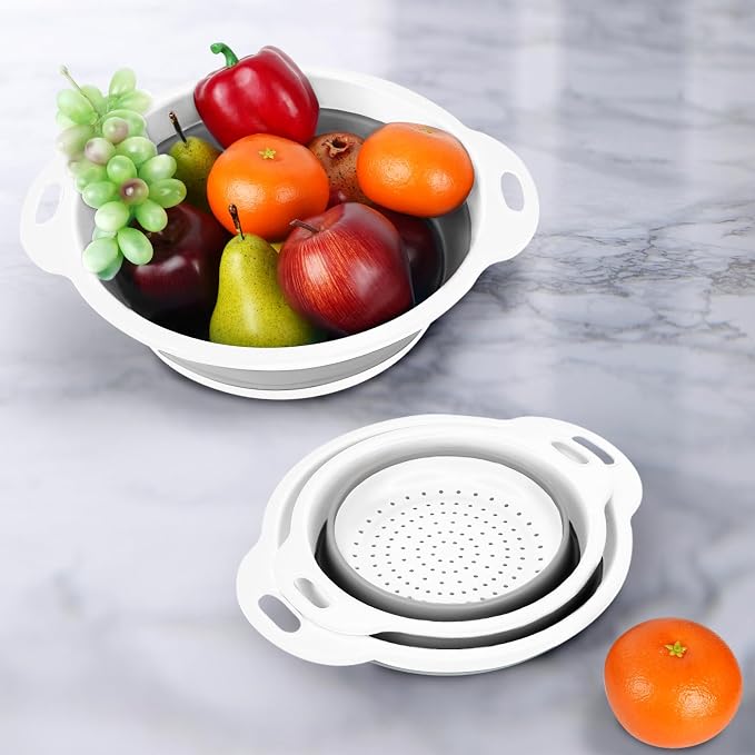 Collapsible Colander 3-Pack Set Space-Saving Foldable Kitchen Strainer - Image 3