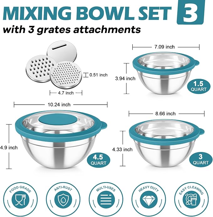 TeamFar Mixing Bowls, For Kitchen Mixing/Baking/Storing/Prepping, Visible & - Image 2