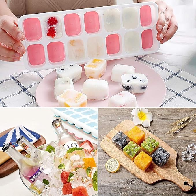 Ice Cube Trays, Silicone Easy-Release and Flexible 14-Ice Trays - Image 7