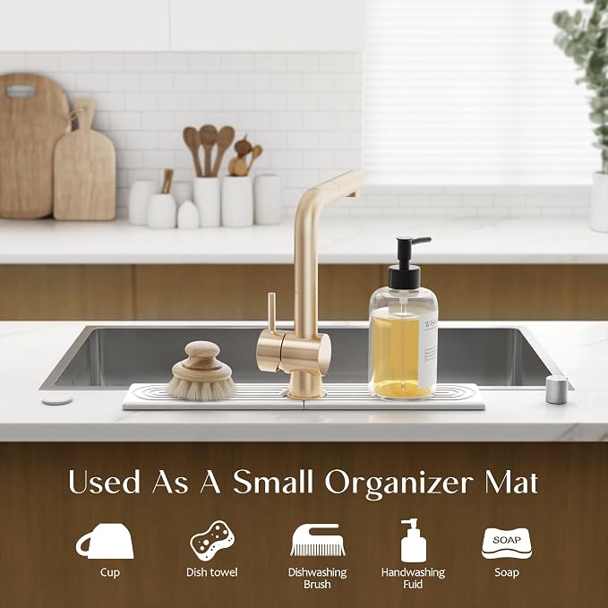 Eormoe Stone Faucet Mat for Kitchen Sink – Diatomite Drying Stone Mat & Sink - Image 5
