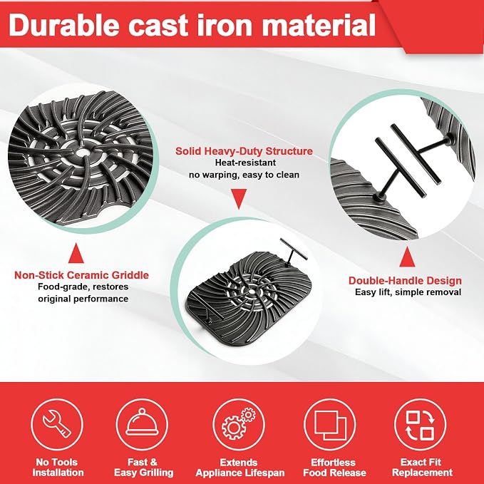 Grill Grate for Ninja Foodi FG551 Grill Accessories, Cast Iron Griddle Plate - Image 6