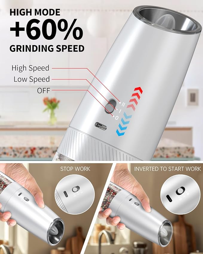 CIRCLE JOY Gravity Electric Salt and Pepper Grinder Set - Image 2