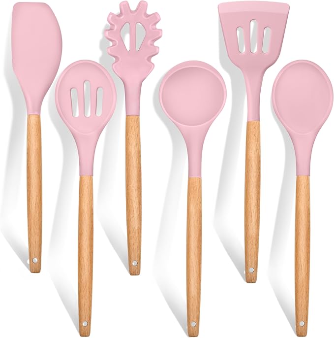 E-far Cooking Utensils Set of 6, Silicone Kitchen Utensils by E-far