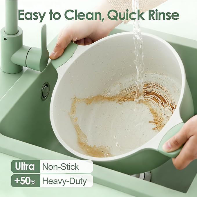 SENSARTE Nonstick Ceramic Cookware Set Large 13-Piece, Healthy Pots and Pans - Image 8