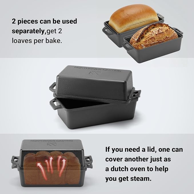Northriver Casting 9×5 Inch Cast Iron Loaf Pan - Image 4