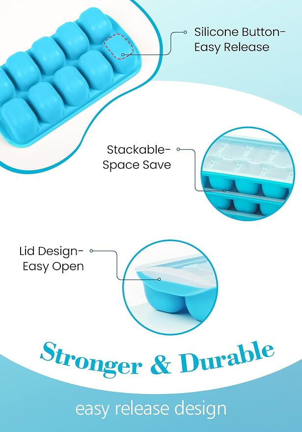DOQAUS Ice Cube Tray with Lid and Bin - Image 7
