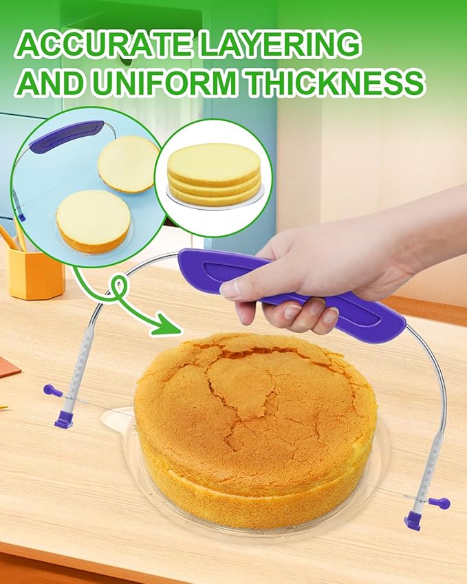 Purple Cake Cutter Slicer Leveler, Premium Food Grade Stainless Steel Cake - Image 4