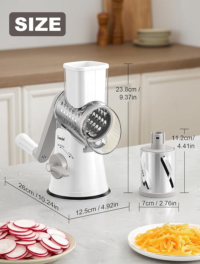Geedel Rotary Cheese Grater Vegetable Shredder - Image 5