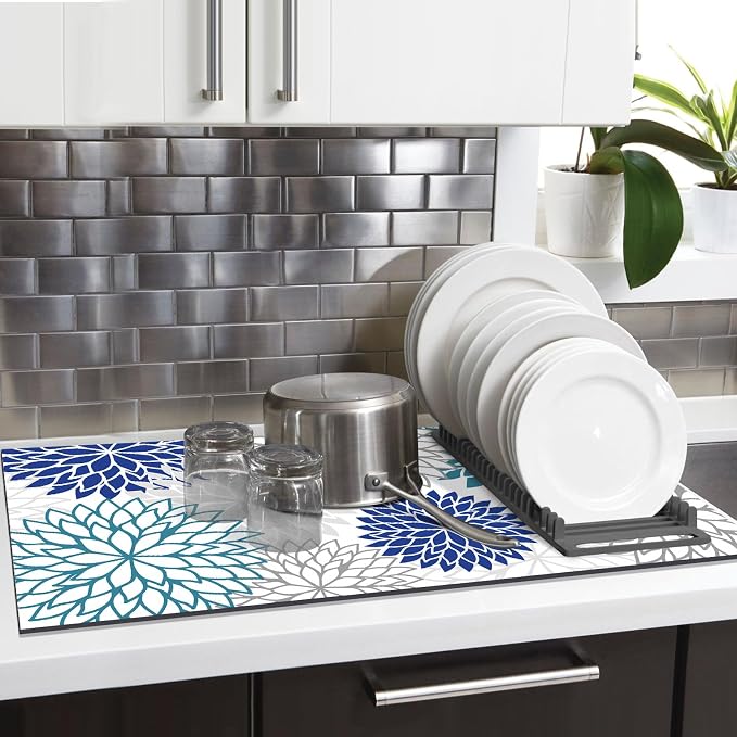 Findosom 2PCS 17" x 32" Dish Drying Mat & 24" x 5.5" Sink Splash Guard - Image 9