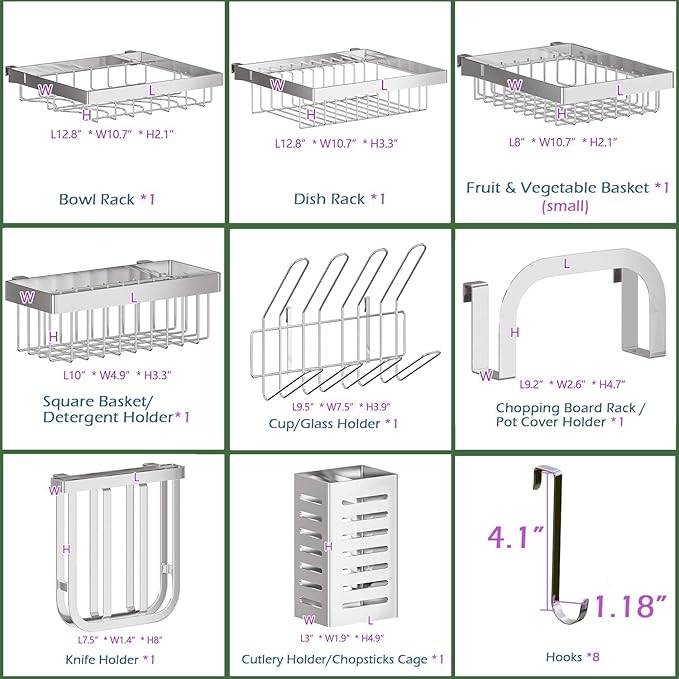 PUSDON Over Sink Dish Drying Rack Stainless Steel, Adjustable Large Dish Drainer - Image 7