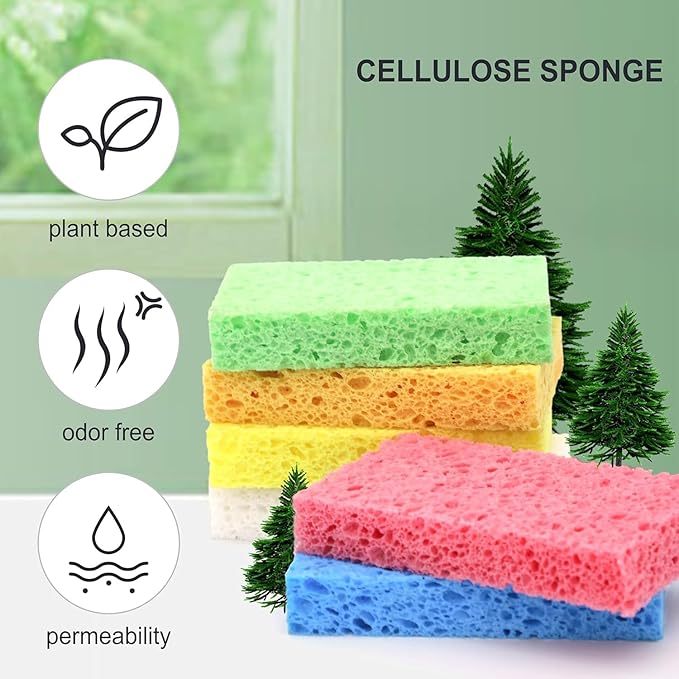 ARCLIBER Cellulose Sponges, Heavy Duty Scrub Kitchen Sponge, Clean Tough Messes - Image 5