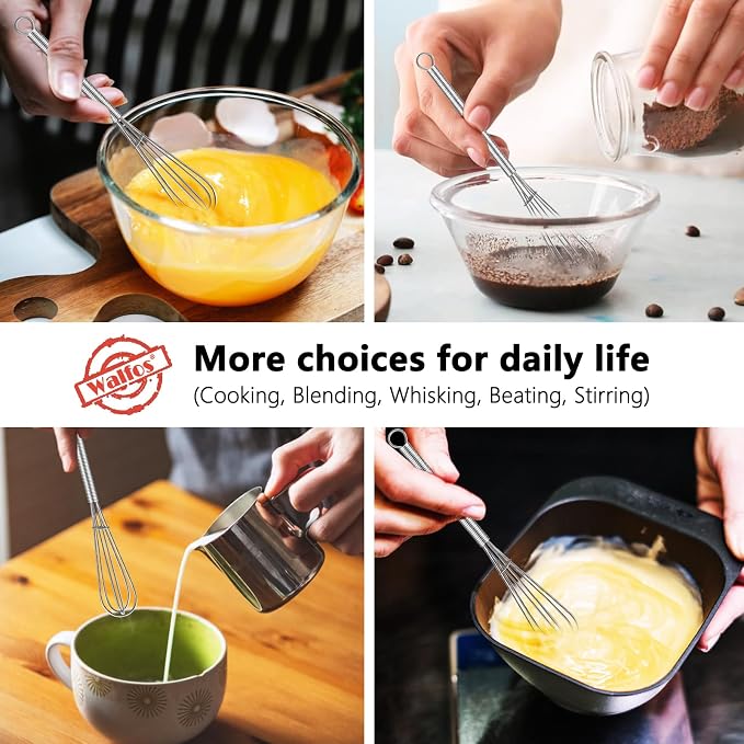 Walfos Mini Whisk, 304 Anti-Rust Small whisk, Sturdy Stainless Steel Wire Tiny - Image 3