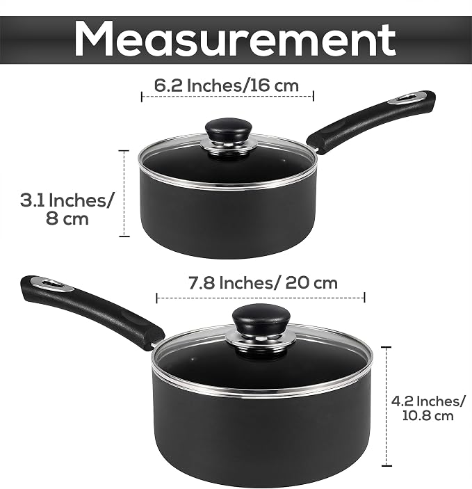 Utopia Kitchen Nonstick Stock Pot Saucepan Set - Image 2