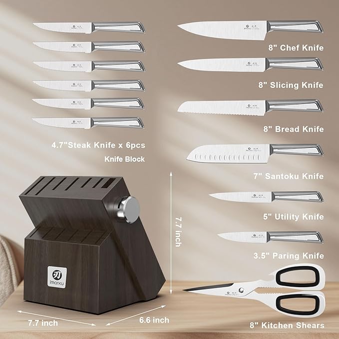 Knife Sets for Kitchen with Block imarku G14 Japanese Knife Set Stainless Steel - Image 6