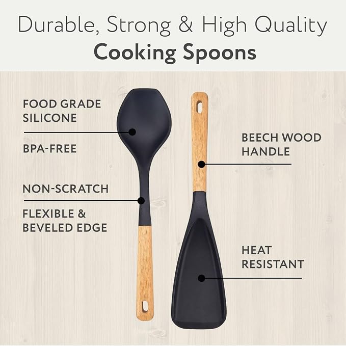Spatula Spoon 2-Pack, Silicone Cooking Spoon - Image 5
