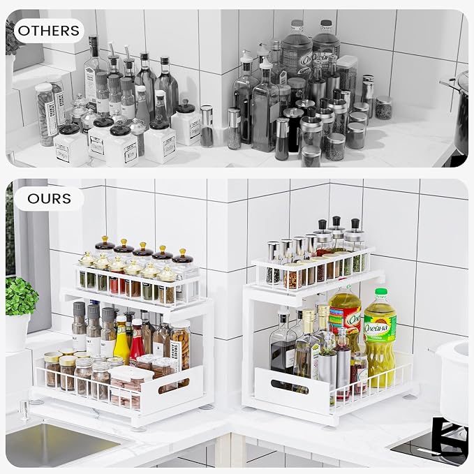 Under Sink Organizer, Heavy Duty Metal Pull Out Cabinet Organizer Slide Out - Image 3
