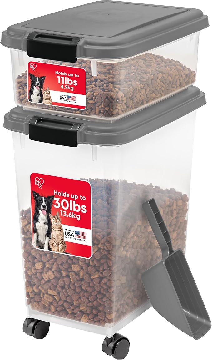IRIS USA 30 lbs & 11 lbs Combo Airtight Dog Food Storage Container, Stackable by IRISUSA