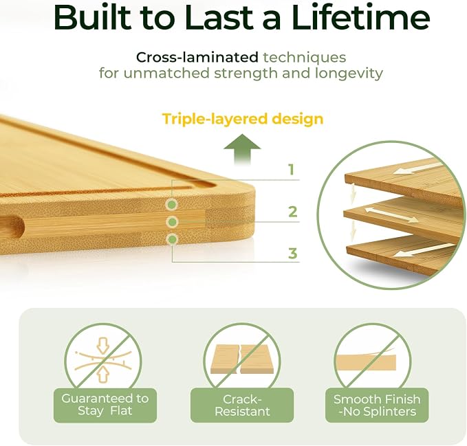 Keechee Kitchen Essentials Natural Bamboo Cutting Board XL - Image 5