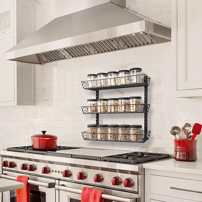 SWOMMOLY Adjustable Wall Mount Spice Rack, 3-Tier Dual-use Organizer - Image 5