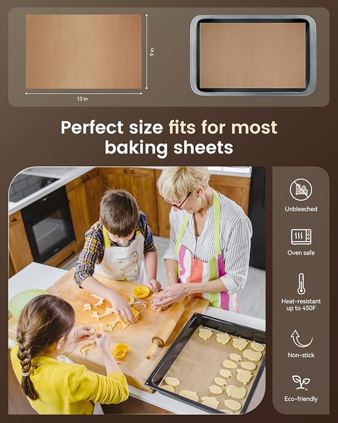 Parchment Paper Sheets, 9x13 In Non-Stick Precut Baking Parchment - Image 3