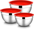 E-far Mixing Bowls with Lids, 6-Piece Stainless Steel Salad Bowls Metal Nesting by E-far